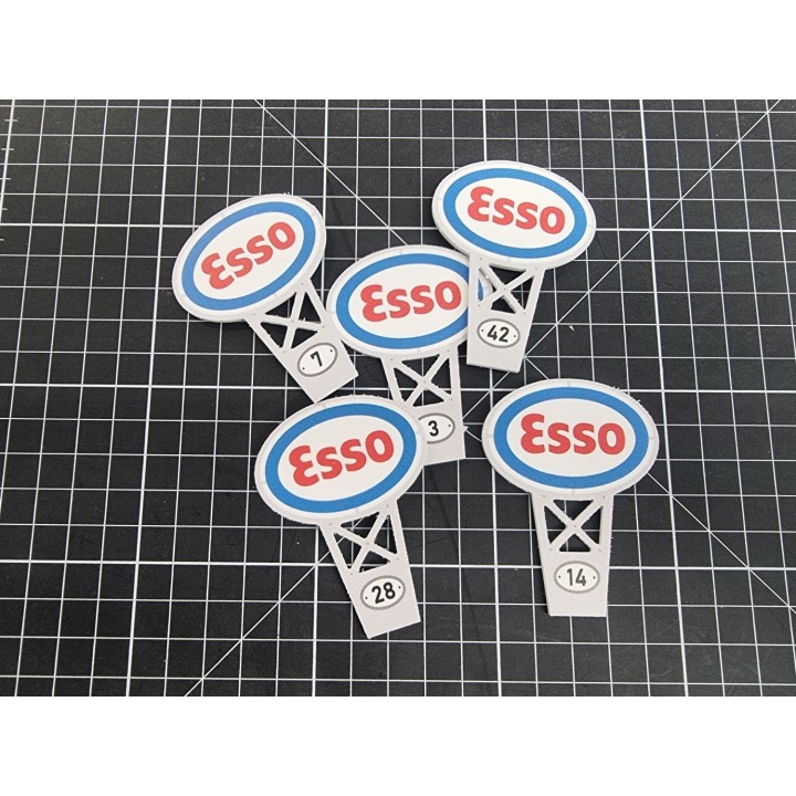 5 x "ESSO" advertising sign, 6,5 x 5 cm