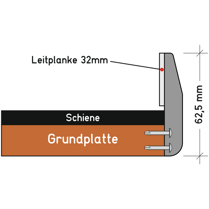 Support for 32 mm crash barrier